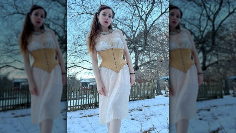 Slip dress with corset
