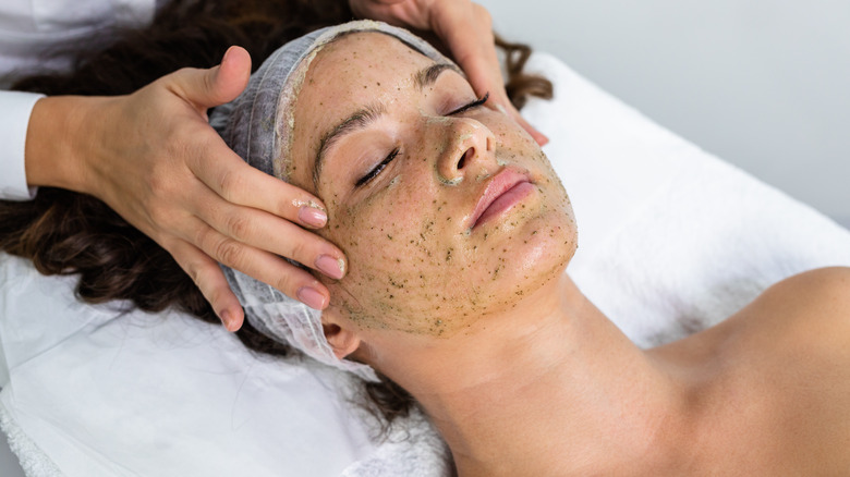 Woman receiving skincare injection