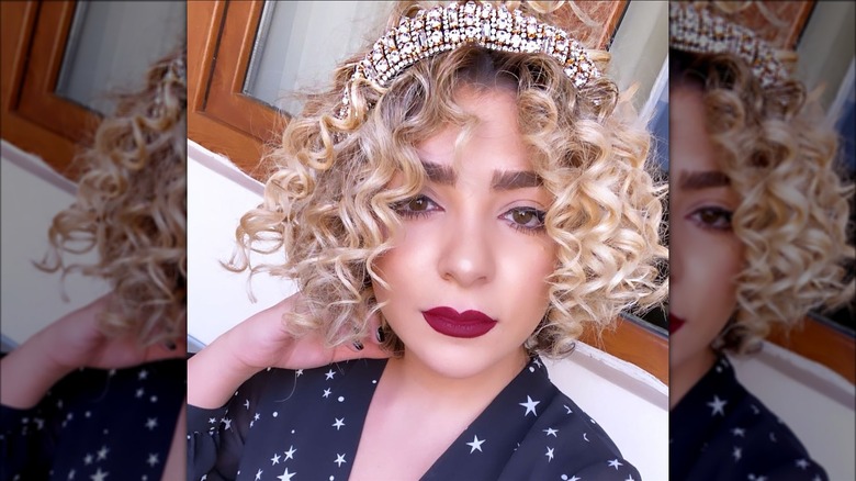 Woman in a sparkly headband
