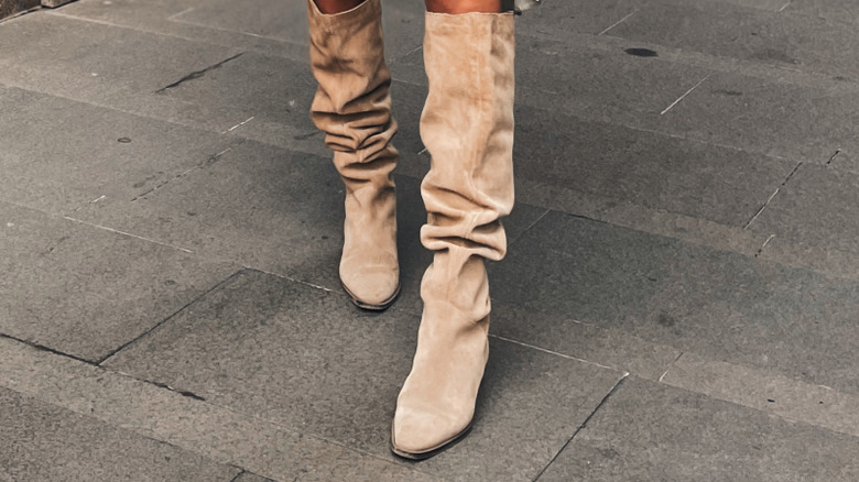Slouchy taupe boots
