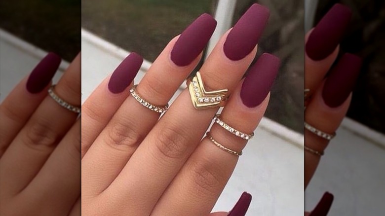 Matte burgundy nails