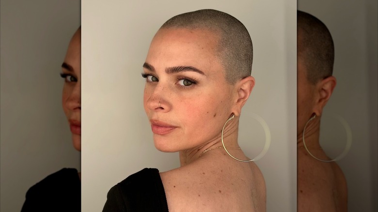 A woman with a buzzcut