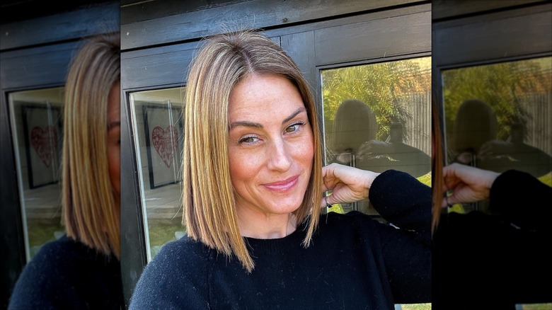 A woman with a lob haircut