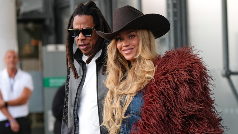 Beyonce and Jay-Z at Louis Vuitton Menswear Spring/Summer 2026 show as part of Paris Fashion Week on June 24, 2025 in Paris