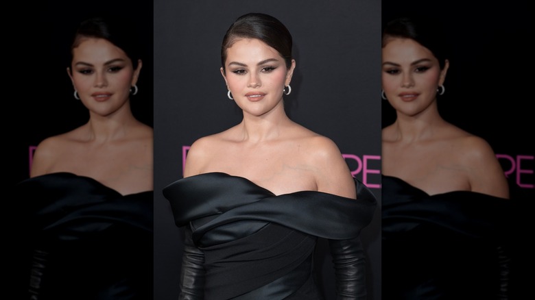 Selena Gomez wearing all black on the red carpet