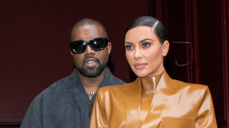 Kim Kardashian and Ye posing