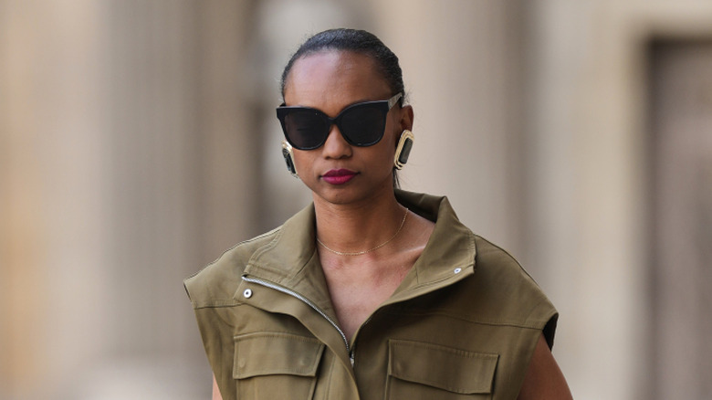 Emilie Joseph during a street style fashion photo session, on June 07, 2026 in Paris, France