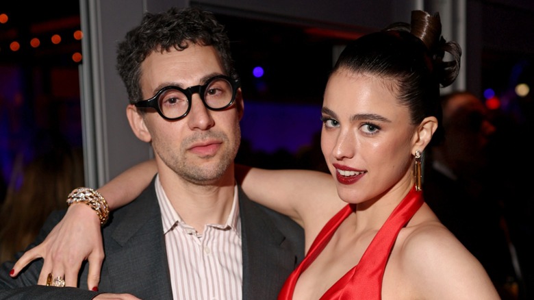 Margaret Qualley posing with Jack Antonoff