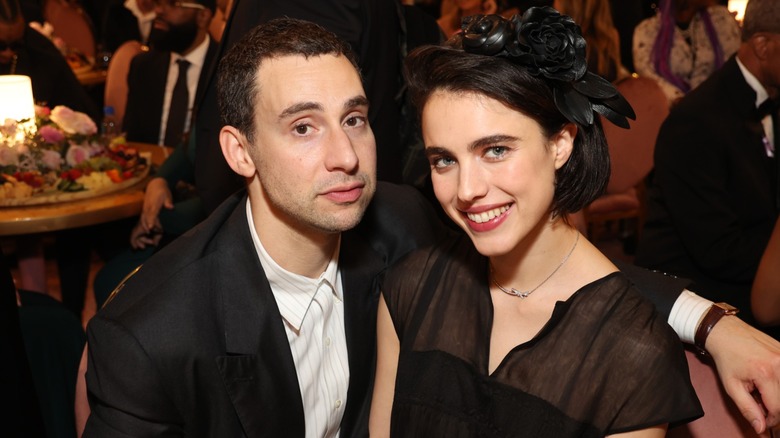 Margaret Qualley and Jack Antonoff sitting together