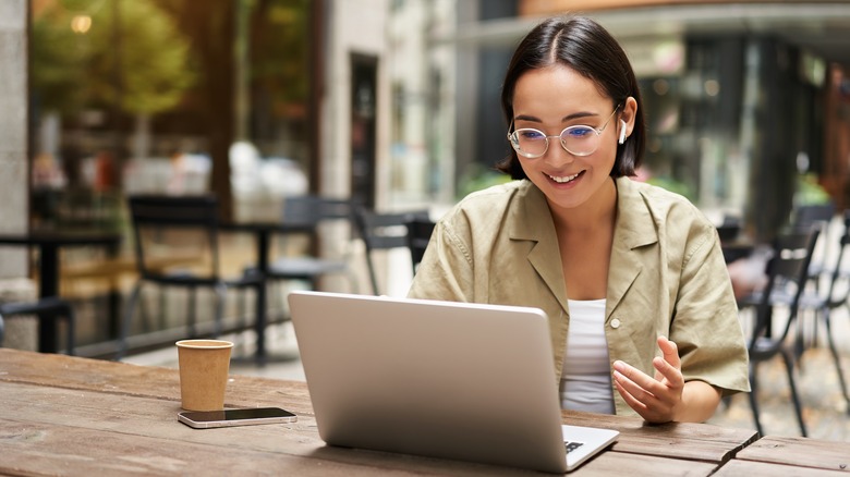 woman on computer