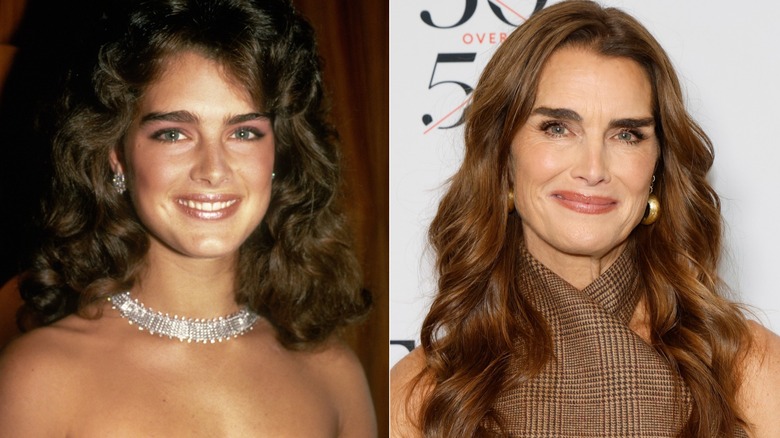 Split image of Brooke Shields in the '80s and 2020s