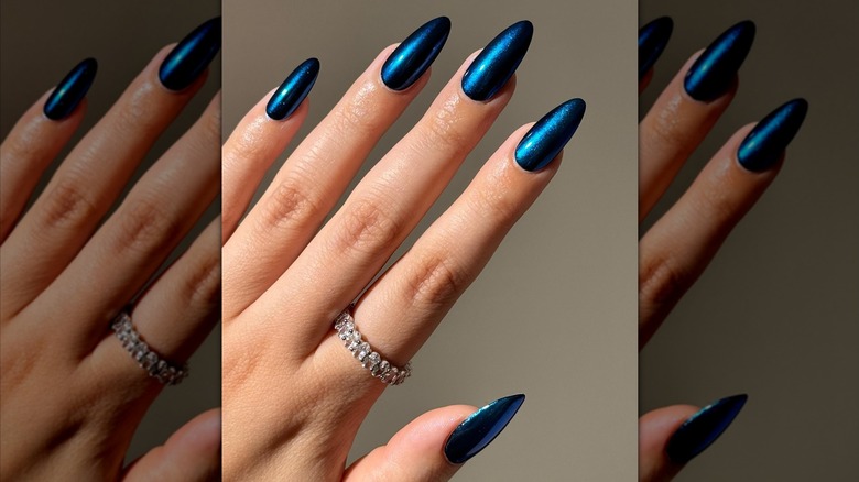 Metallic sapphire nails