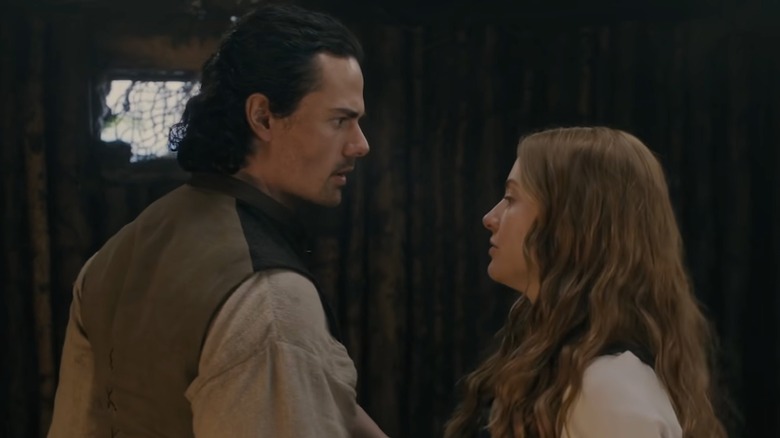 Harriet Slater as Ellen MacKenzie and Jamie Roy as Brian Fraser in Outlander: Blood of my Blood