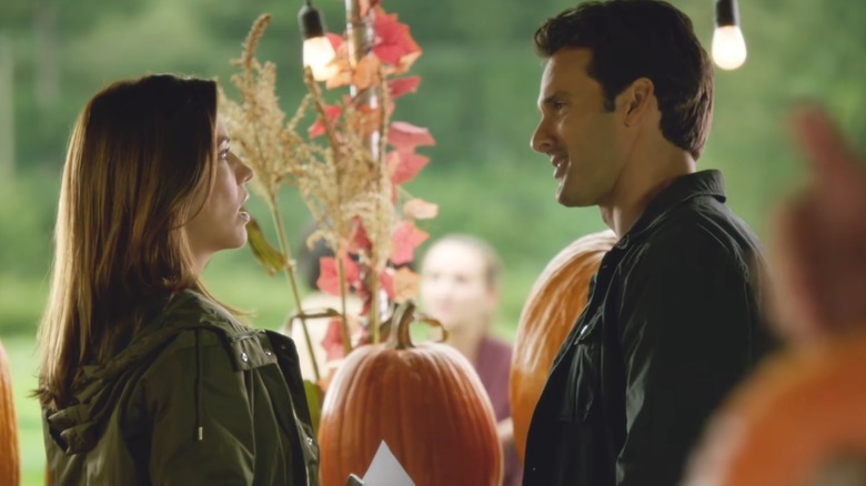 Julie Gonzalo as Casey McArthy and Eric Aragon as Sam Harper in Hallmark's Pumpkin Pie Wars (2016)