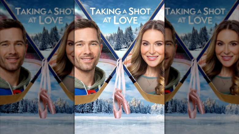 The poster for the film "Taking a Shot at Love" featuring the faces of both stars