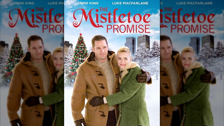 The poster for the movie "The Mistletoe Promise" featuring both stars hugging