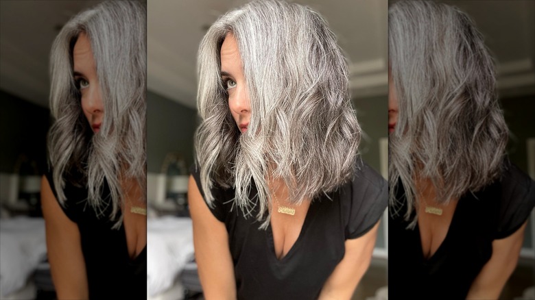 A woman with a layered lob