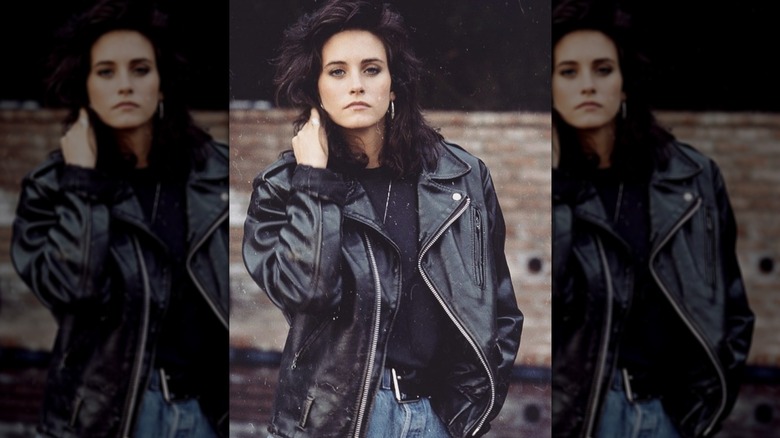 Courteney Cox in a classic leather jacket