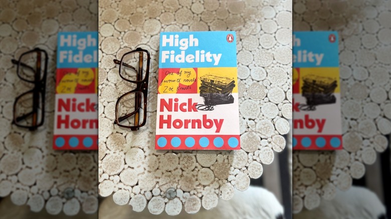 A copy of "High Fidelity" on a textured table