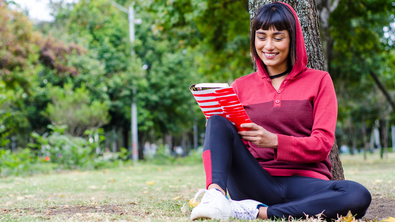 Woman reading in the park