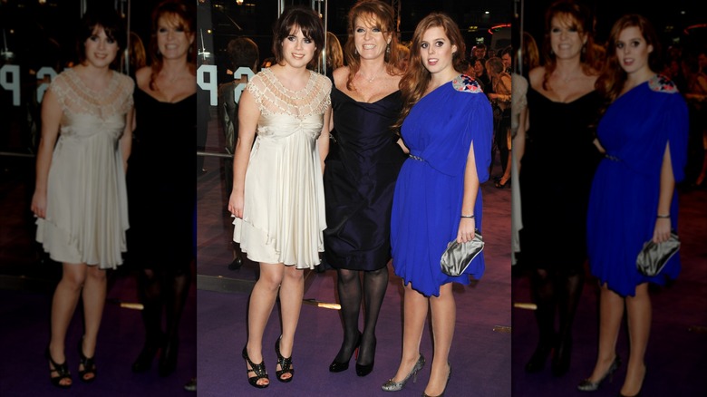 Princess Eugenie on the red carpet with Princess Beatrice and Sarah Ferguson