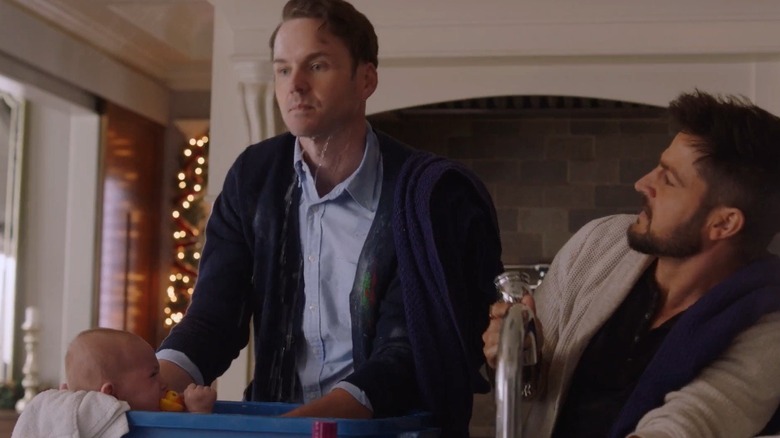 Paul Campbell as Stephan Brenner and Tyler Hynes as Taylor Brenner in Hallmark Channel's Three Wise Men and a Baby