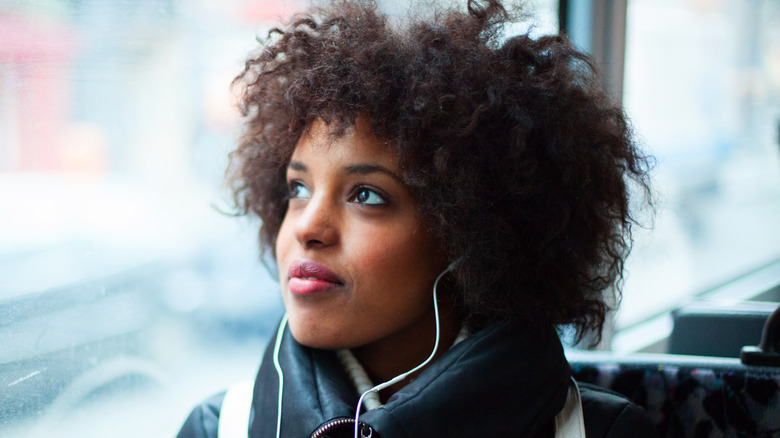 Woman listening to music