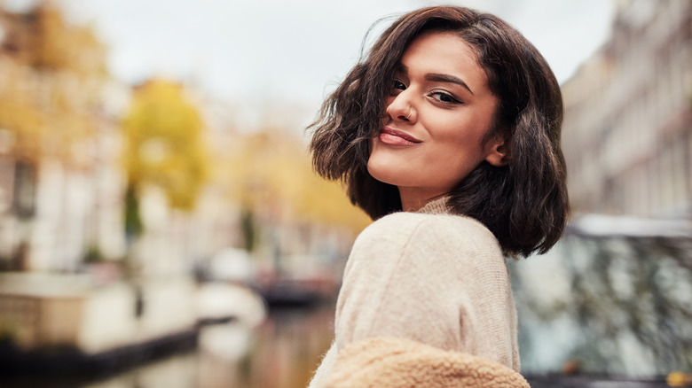 Woman with short hair