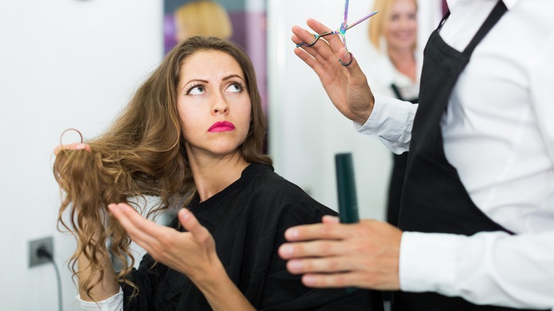A woman in a hair salon