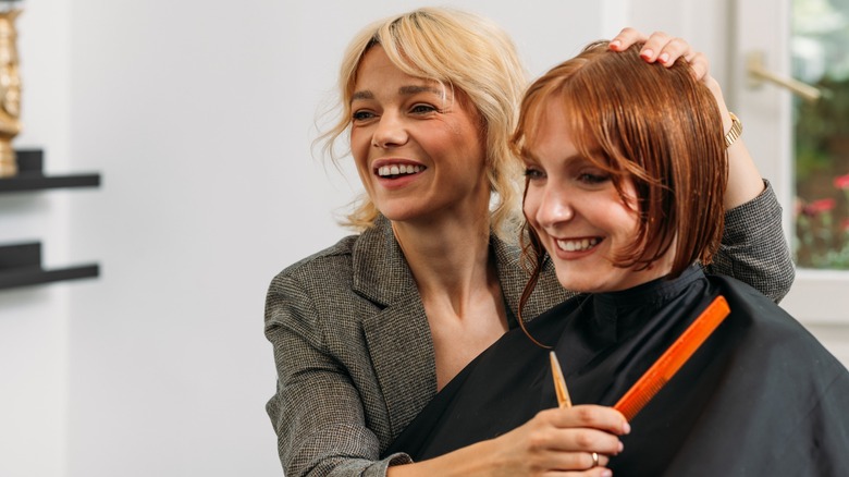 Two women in a salon