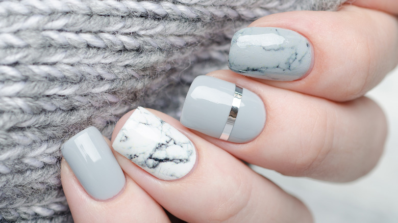 blue grey manicure