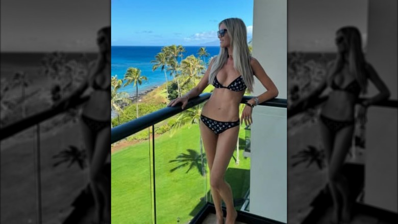 Christina Haack in a black bikini in August 2024