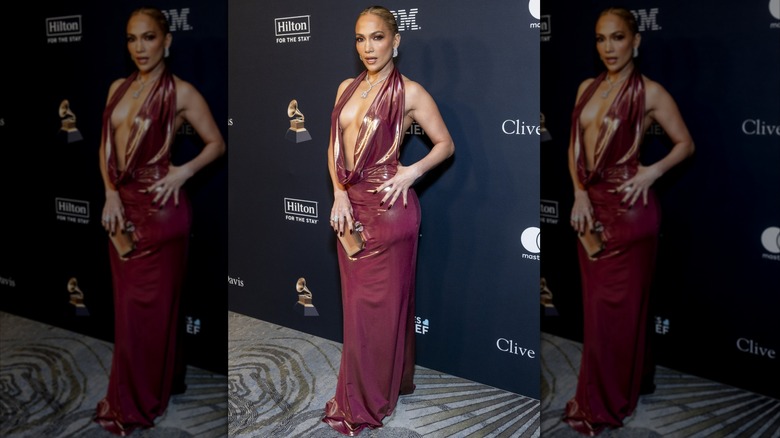 Jennifer Lopez at the pre-Grammys party in 2025