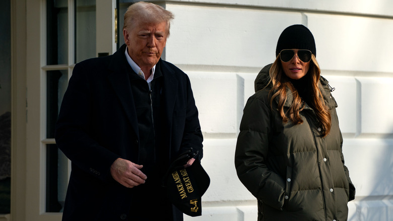 Donald and Melania Trump in winter coats