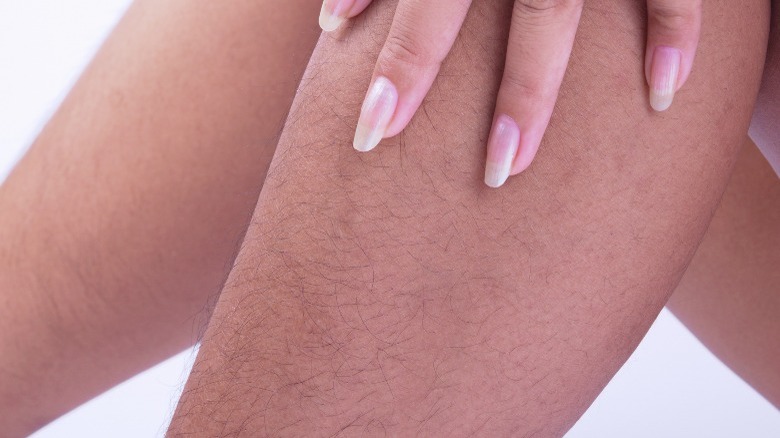 Woman with leg hair