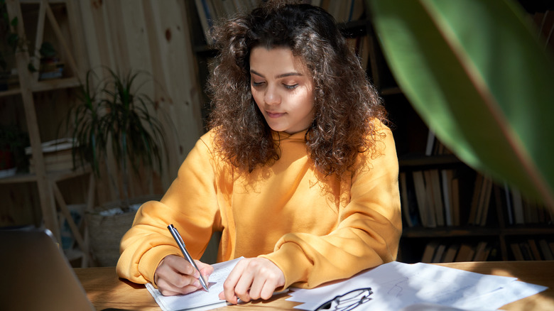 Girl doing homework