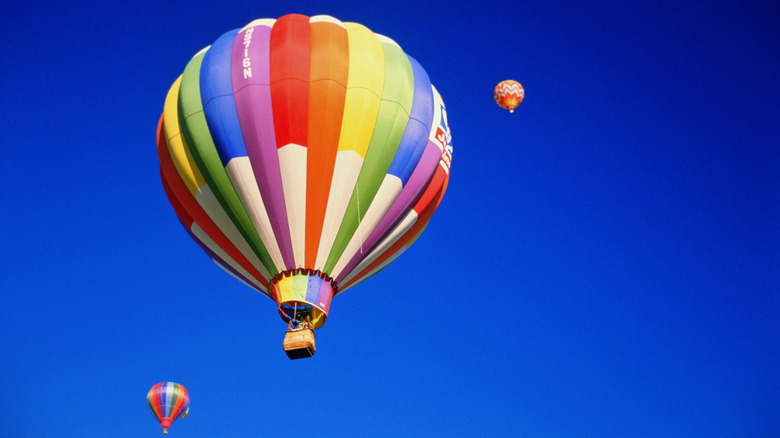 A hot air balloon in the air
