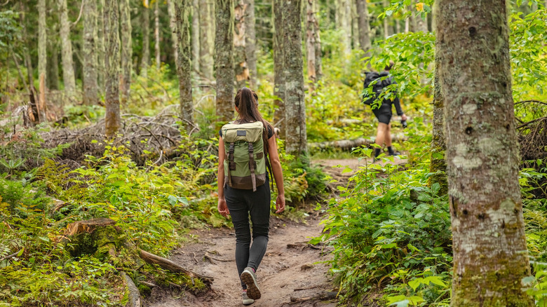 A woman walking with a friend