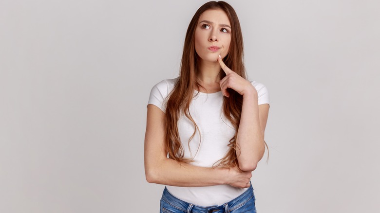 A woman thinking