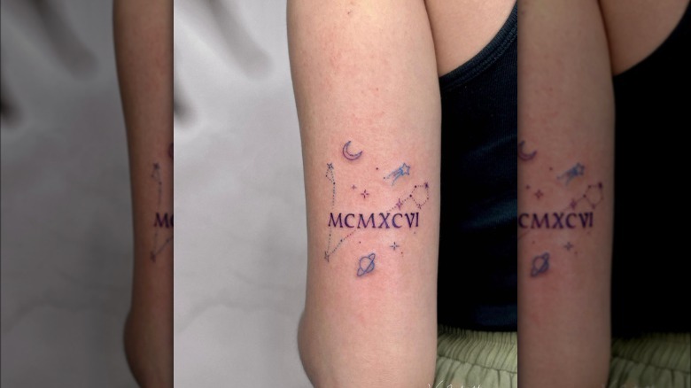 Birth date and star sign tattoo
