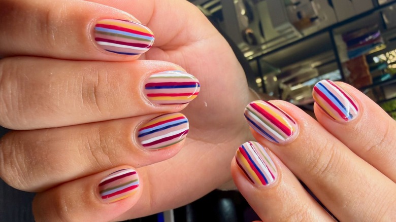 Short striped nails