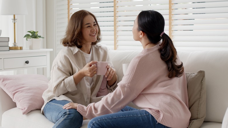 Two women talking 
