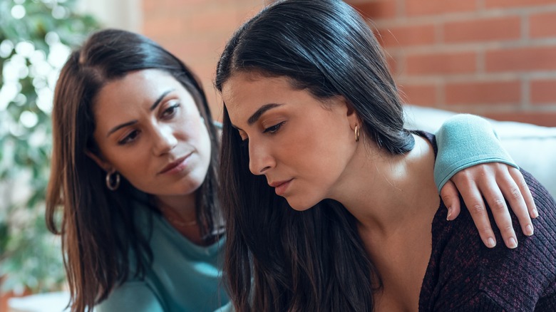 Two women talking 