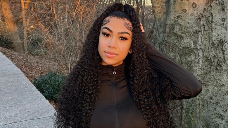 Woman with half-up half-down hair