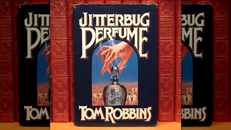 A copy of "Jitterbug Perfume" with bricks behind it