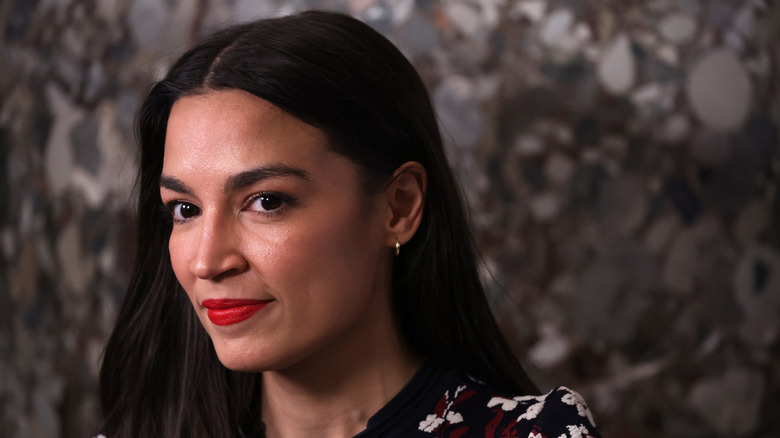 Alexandria Ocasio-Cortez before a TV Interview at the U.S. Capitol