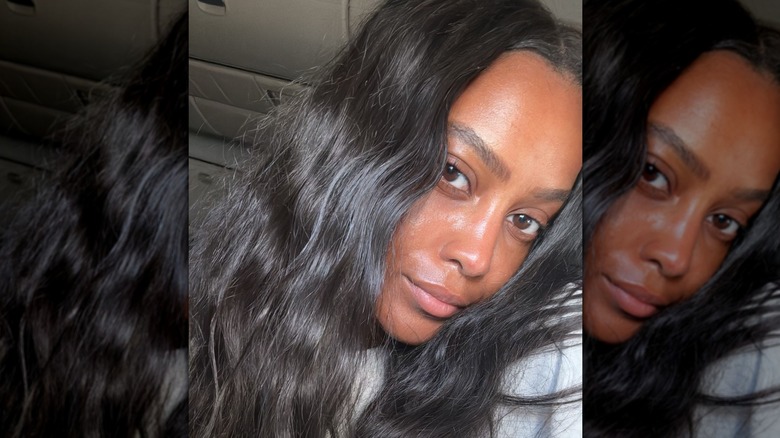 A selfie of Ciara Miller in a plane posted to her Instagram