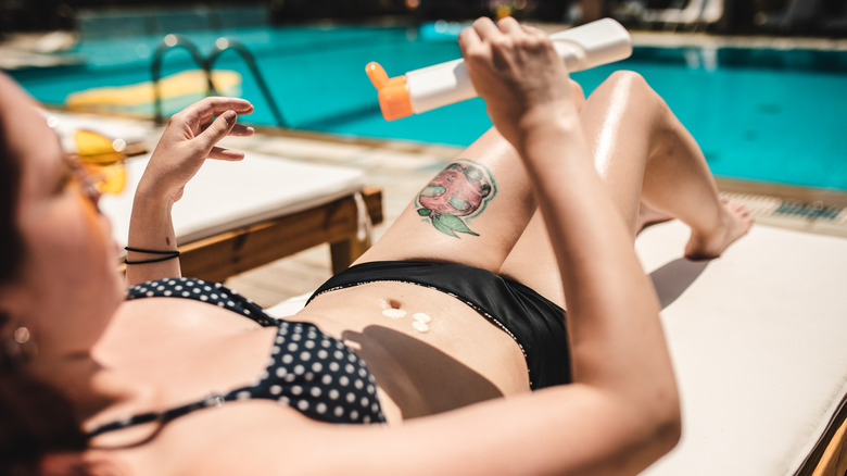 Applying sunscreen