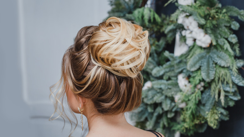 Woman with elaborate updo