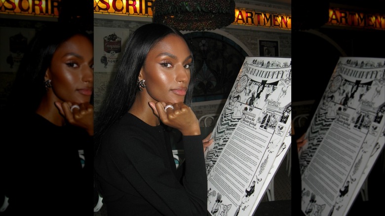 Model Sydney J Harper at a restaurant